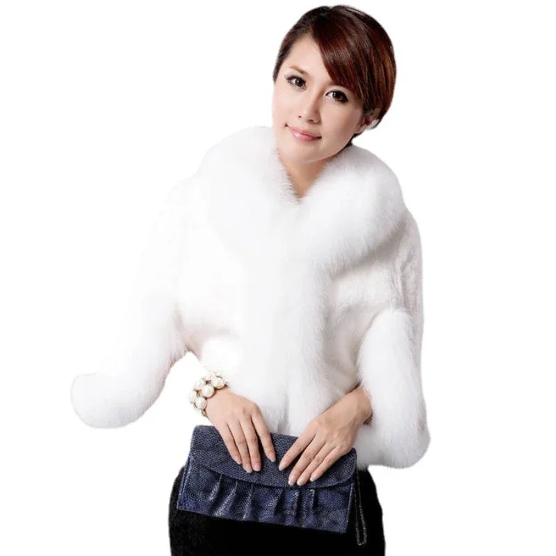 Kunst pelz Frauen Mäntel Cape Full Sleeve warm solide elegante Spleiß Herbst Winter Open Stitch Fuchs Kurz mantel regulären Umhang