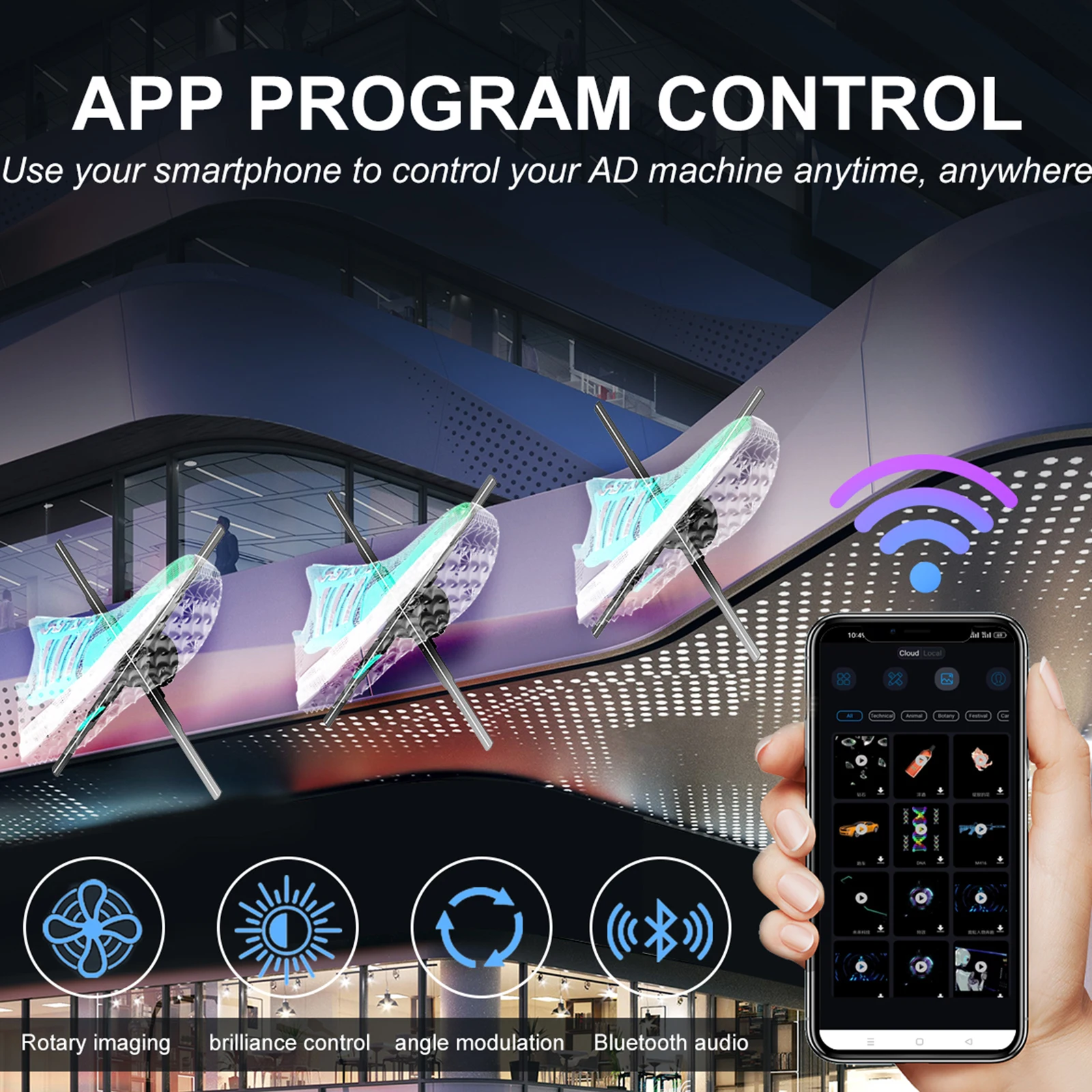 62 سنتيمتر واي فاي عارية العين ثلاثية الأبعاد جهاز عرض ثلاثي الأبعاد مروحة جهاز عرض ثلاثي الأبعاد عرض عن بعد دعم صورة فيديو مع جهاز التحكم عن بعد #3