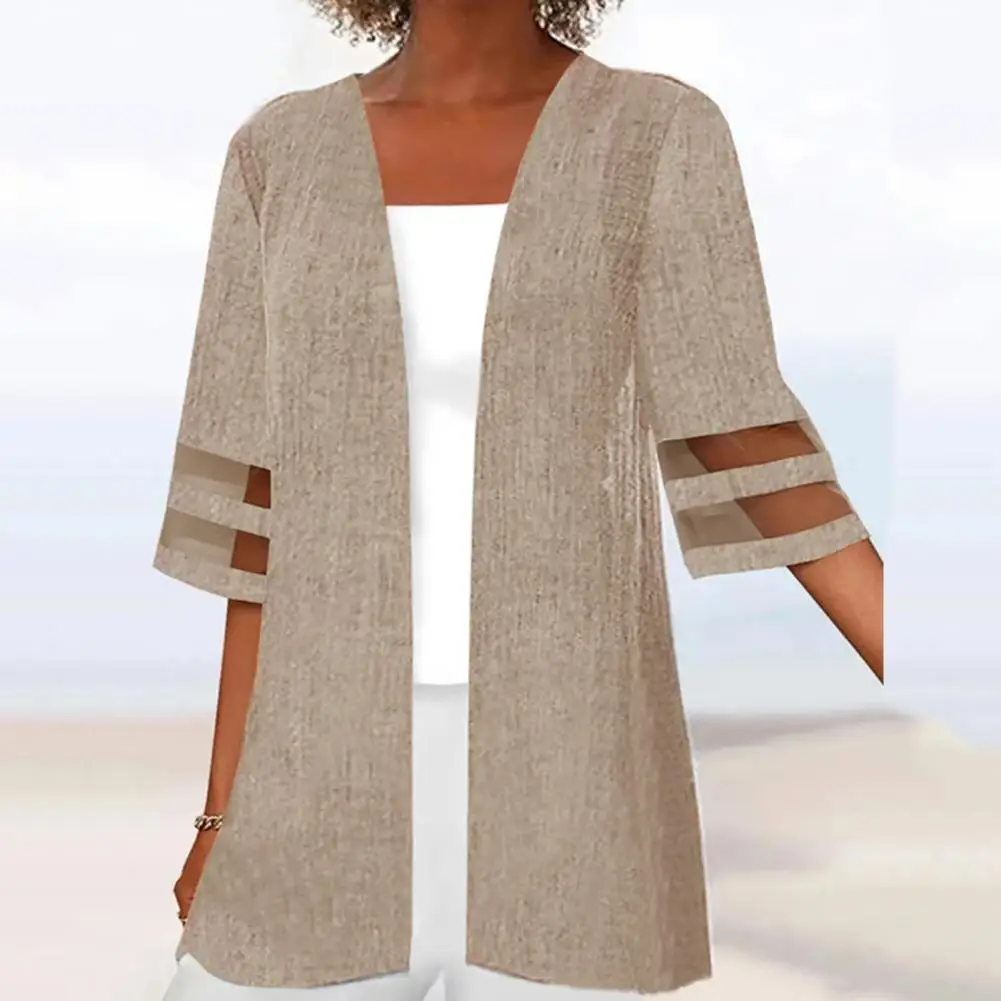 Vintage Halbarm Mittellanger Mantel Mantel Sommer Lose Strickjacke Bohemian Mesh Patchwork Frauen Offenen Stich Strickjacke Jacke 2025