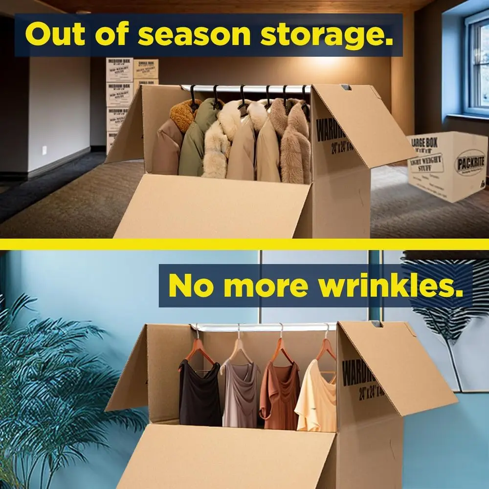 Conjunto de 3 grandes caixas móveis para guarda-roupas suspensas, 24 x 24 x 40 polegadas