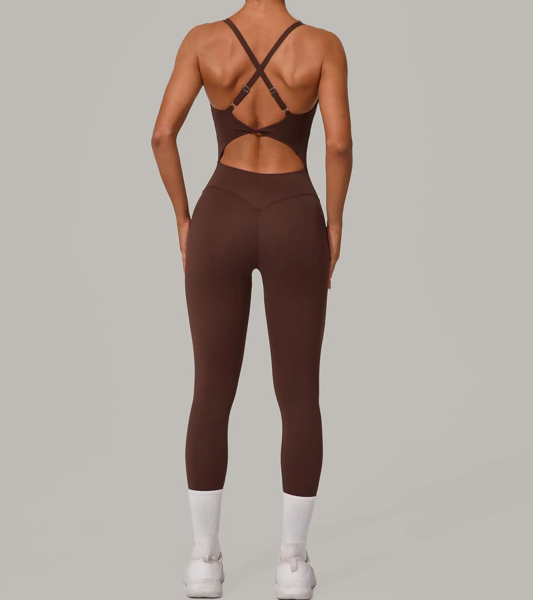 

New Yoga Jumpsuit Sports Fitness Hip Lift Tights Backless Adjustable Buckle Up One-piece Workout Clothing Gym Bodysuit for Women