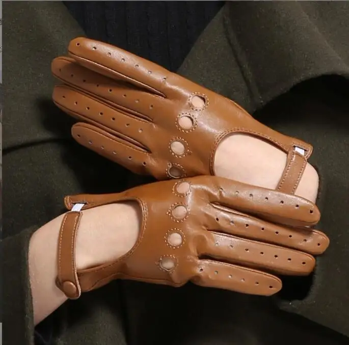 gloves real leather women scooter Fashion Breathable Thin Nappa Sheepskin Driving Wrist Women Gloves Unlined