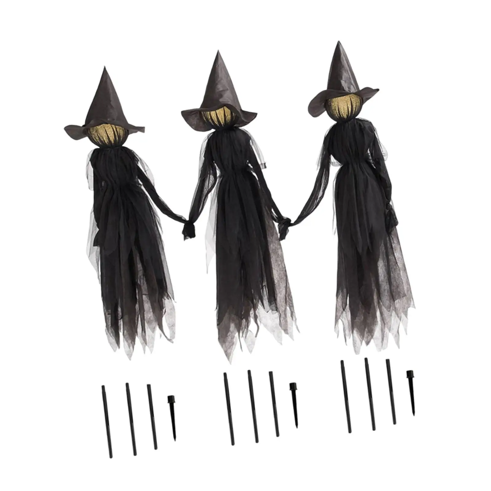 3x Glowing Witch Halloween LED Witch Display Large Colorful Glow Witches Prop