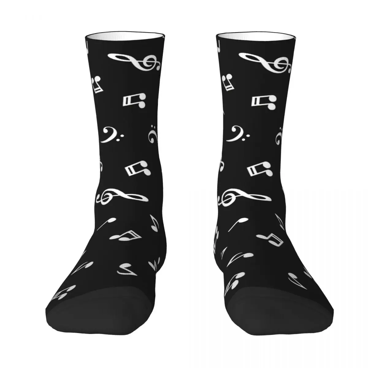 Musical Notes (Black And White Kawaii Socks Gym Cartoon Pattern Socks