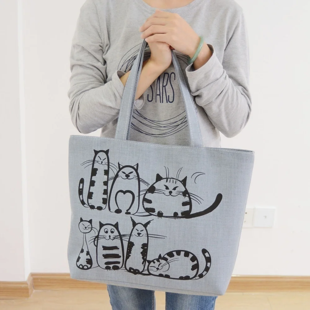 Bolso de playa con cremallera - estampado gatos dibujos animados - imagen 3