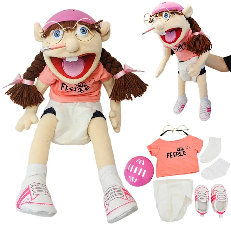 1/2/4pcs Jeffy Hand Puppet Feebee Rapper Zombie Plush Doll Toy Talk Show Muppet Parent-child Activity Playhouse Gift for Kids