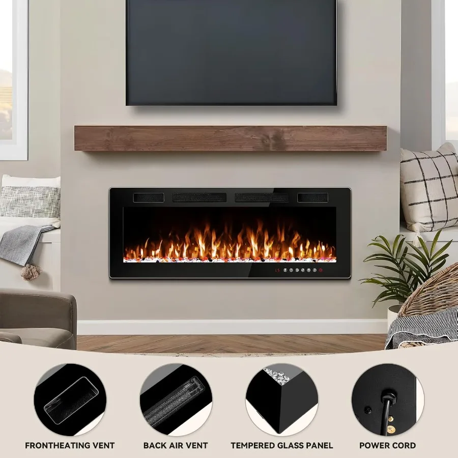 50 بوصة مدفأة كهربائية إدراج رقيقة جدا 750 1500 واط الخطي مدفأة كهربائية سخان الحائط أو راحة الموقد Elec