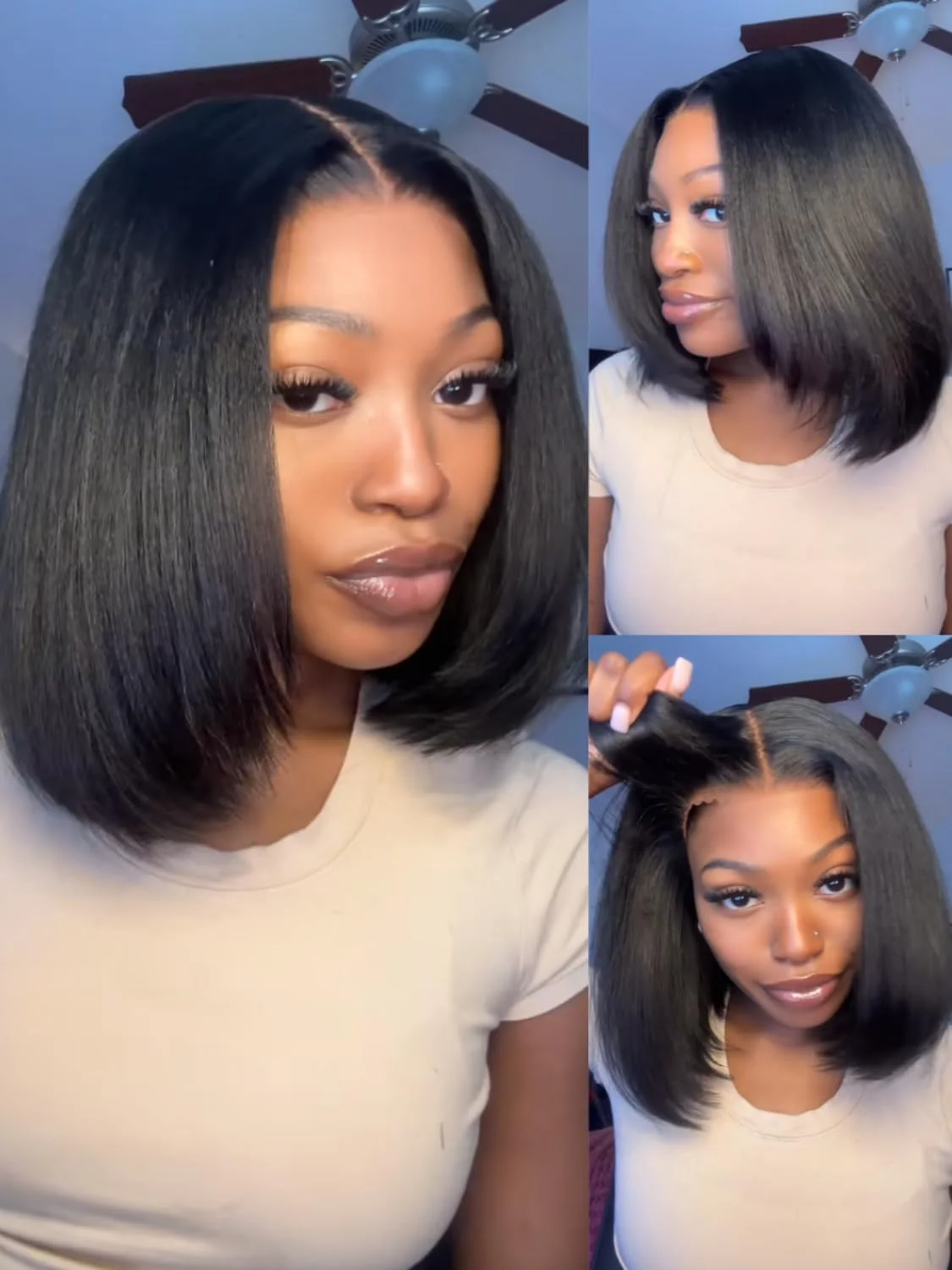 

Парик-каре 4x4 HD Lace Frontal из натуральных волос, прямой, короткий, без клея, с предварительно нарезанным кружевным фронтом