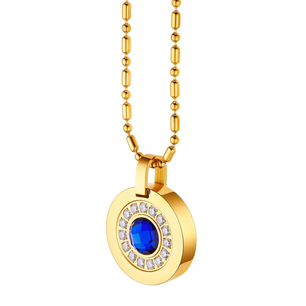 Negative Ions Anti-radiation Slimming Pendant Necklace Abalone Shell Inlaid Zircon Titanium Steel Pendant Necklace