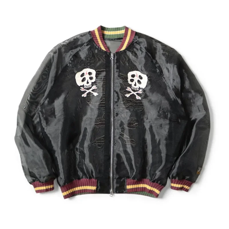 26SS KAPITAL Hirata Japanese Semi Transparent Skull Embroidery Sunscreen Zipper Summer Jacket for Men