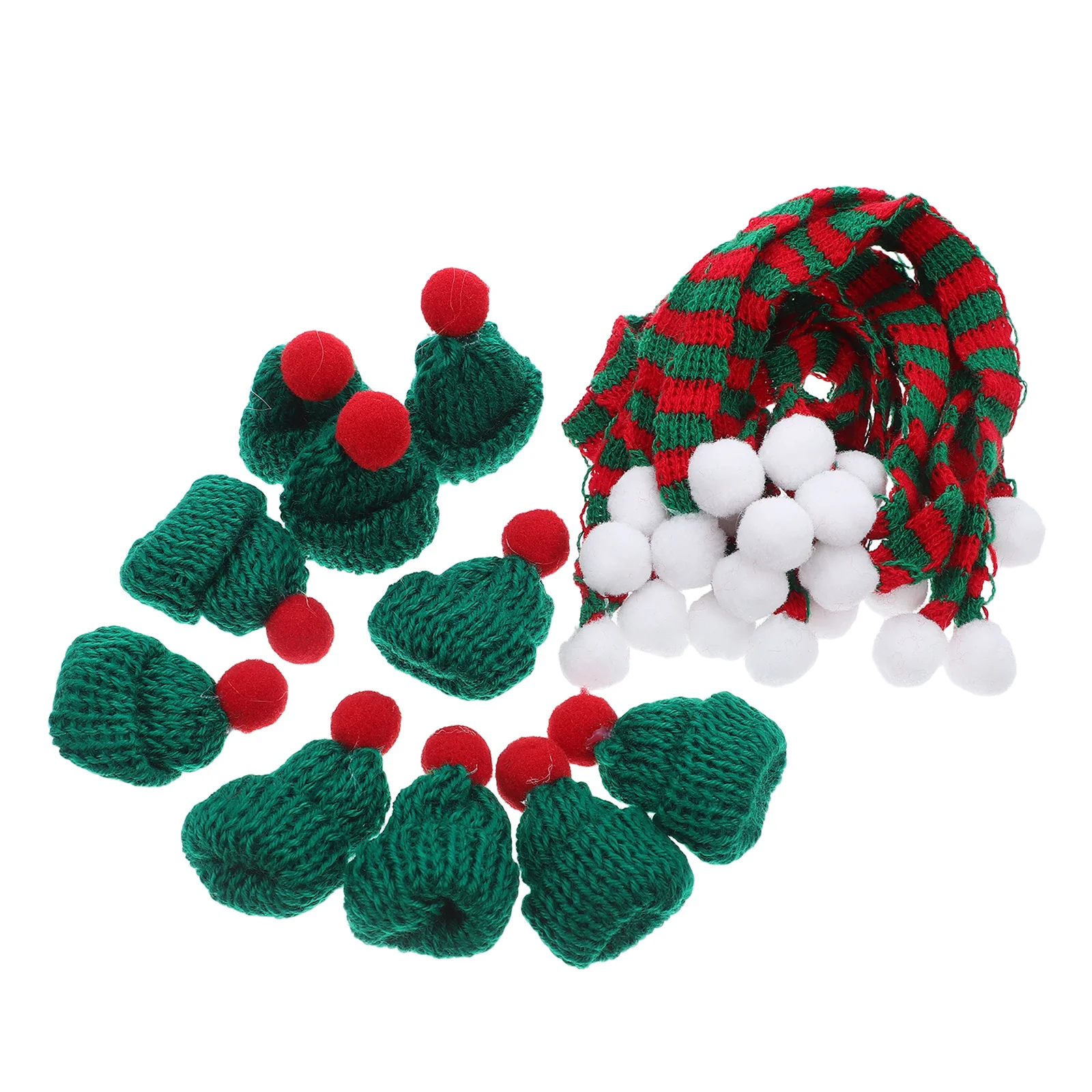 

20pcs Mini Knit Hat Scarf Set Christmas Craft Supplies For Accessories Tiny Knitted Ornaments Holiday Decorations Diy Xmas Tree