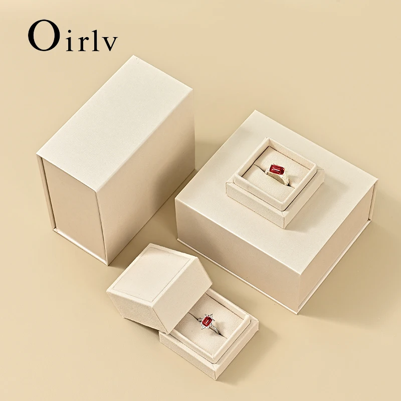 

Oirlv Velvet Ring Gift Box with Outer Packaging Wedding Proposal Engagement Ring Box Birthday Gift Box with Blank Greeting Card