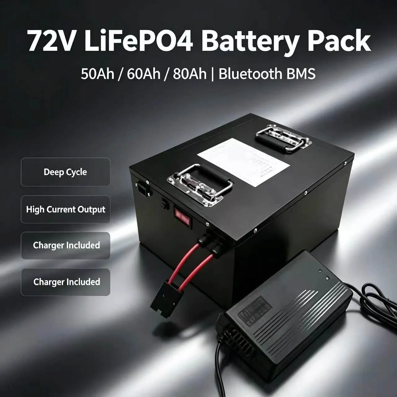 24S 72V 50Ah 60Ah 80Ah lifepo4 lithium battery with 100A Bluetooth BMS for 2000W 3000W 5000W Fahrrad Roller
