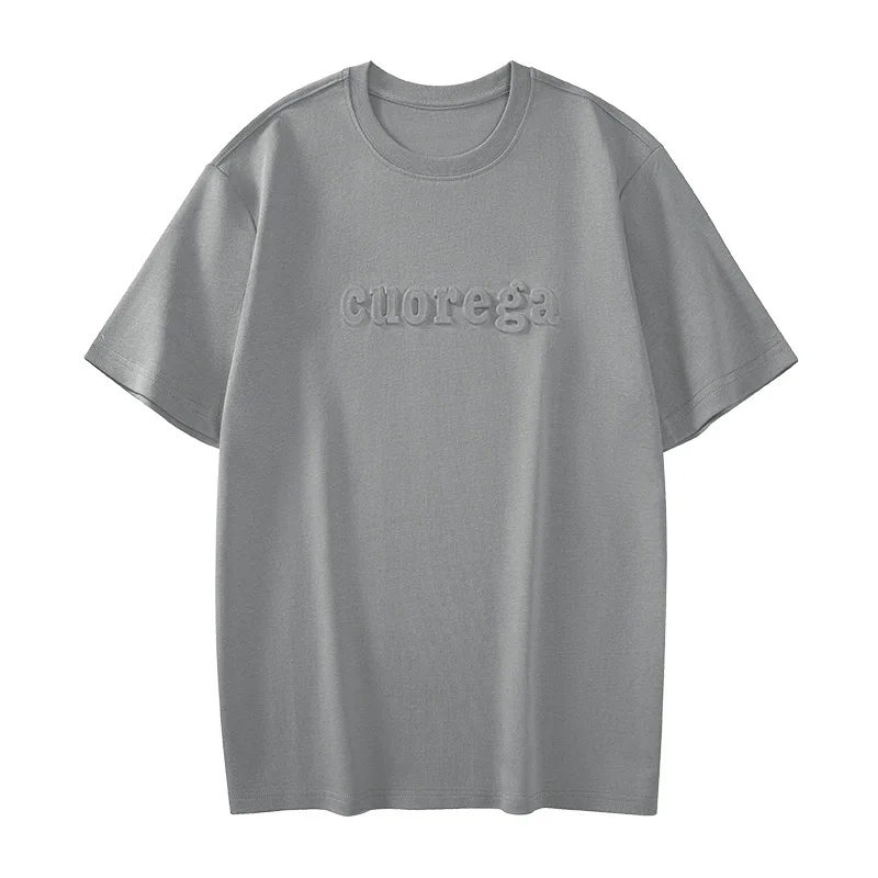 

Unisex short-sleeved T-shirt loose thickened shirt Japanese heavy drop shoulder new spring and summer pure cotton solid color