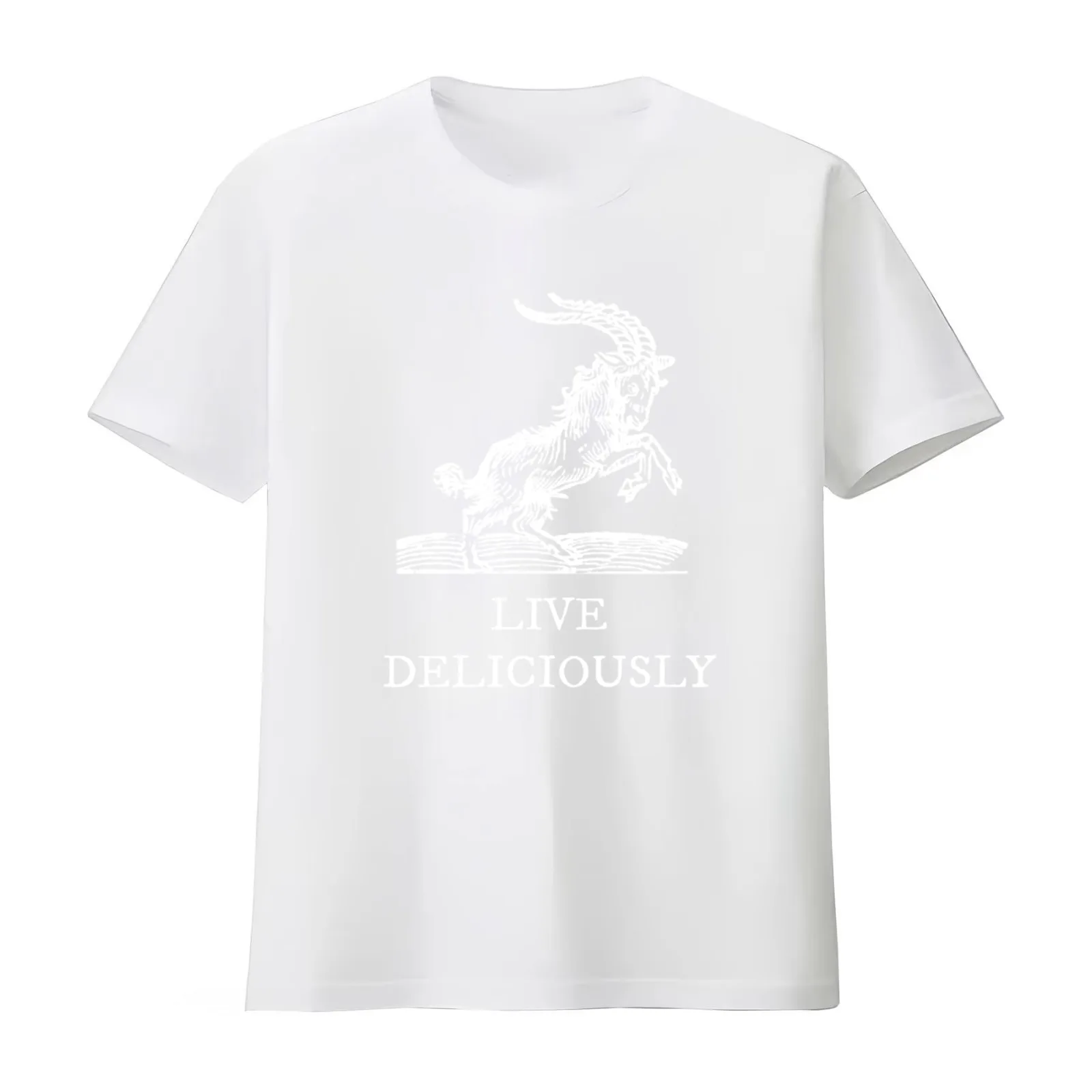 Live Deliciously T-Shirt Summer Casual Cotton Tee Oversized Streetwear Tops Vintage Graphic Print Loose Fit Short Sleeve