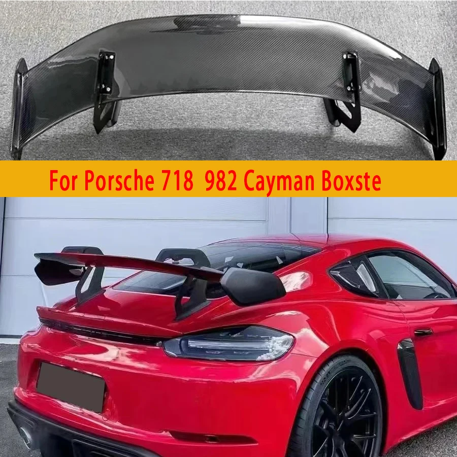 For Porsche 718  982 Cayman Boxste Carbon Fiber Tail fins Rear Trunk Spoiler Guide Wing Rear Wing GT4 RS Style Car Accessories