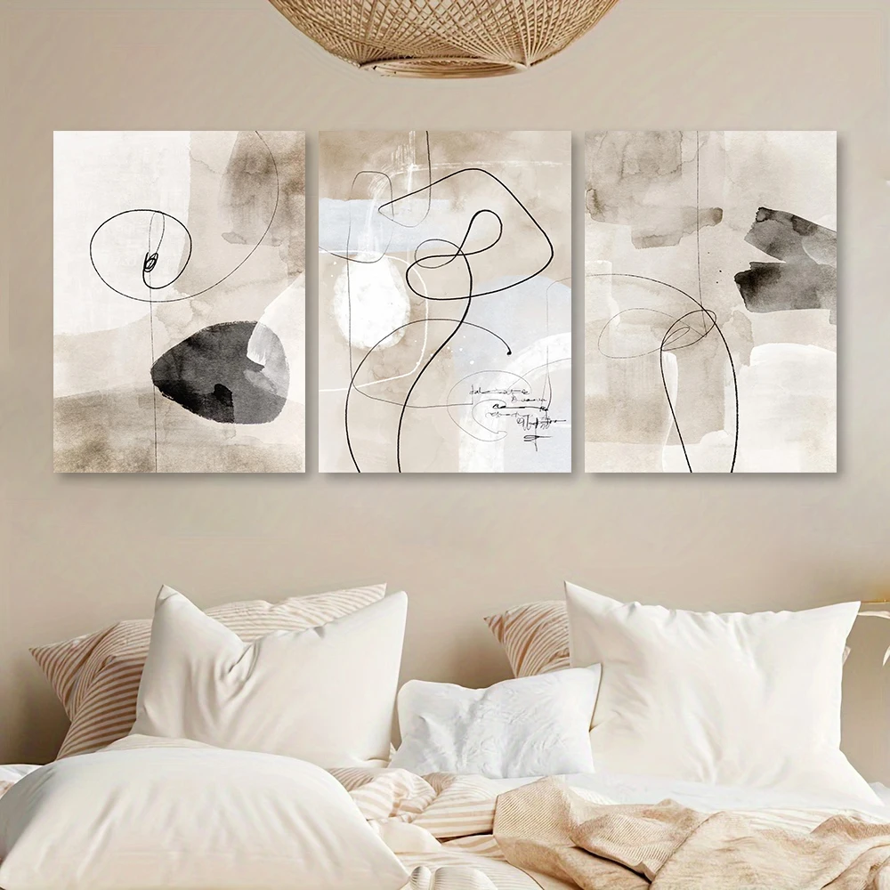 Large Modern Beige Abstract Posters, Neutral Tones Color Block Wall arts Prints, Chic Wabi-sabi Prints, Wall Decor, NO Frame