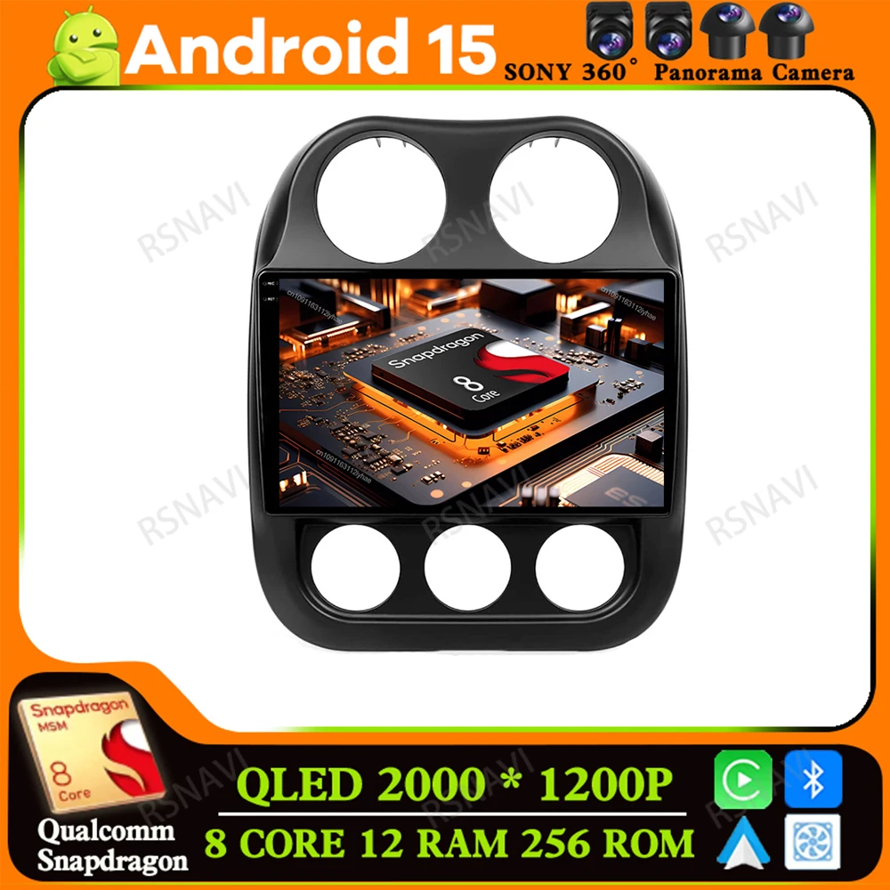 

Android 15 For JEEP Compass Patriot 2011 - 2017 4G LTE 5G WIFI Viedo Player Navigation BT Multimedia DVD AUTO Car Radio QLED DSP