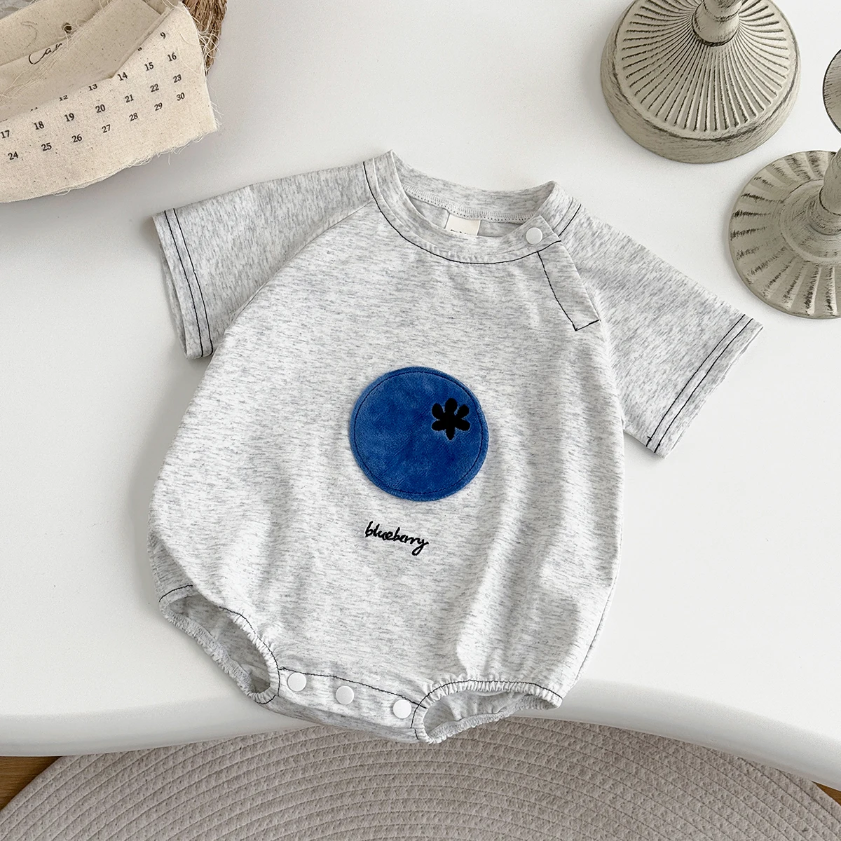 2025 Korean Summer New Baby Girl Romper Simple Fashionable Fruit Patch Jumpsuit Romper Infant Clothing Cute Baby Boy Bodysuit