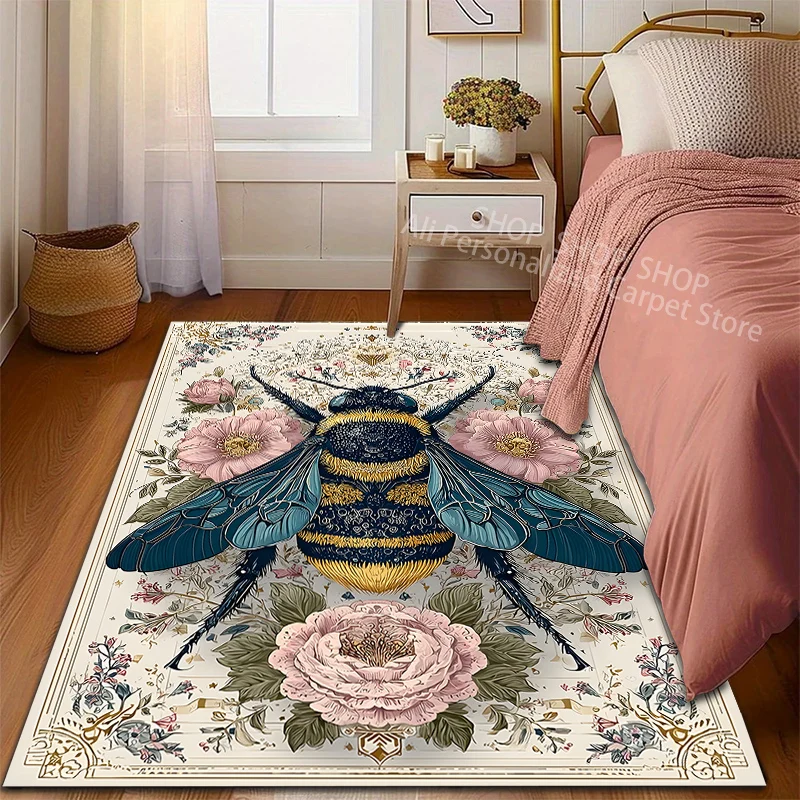 Exquisite Gorgeous Bee Art Pattern Carpet Rug for Living Room Bedroom Sofa Home Decor Non-slip Floor Mat Next Day Shipping Gift