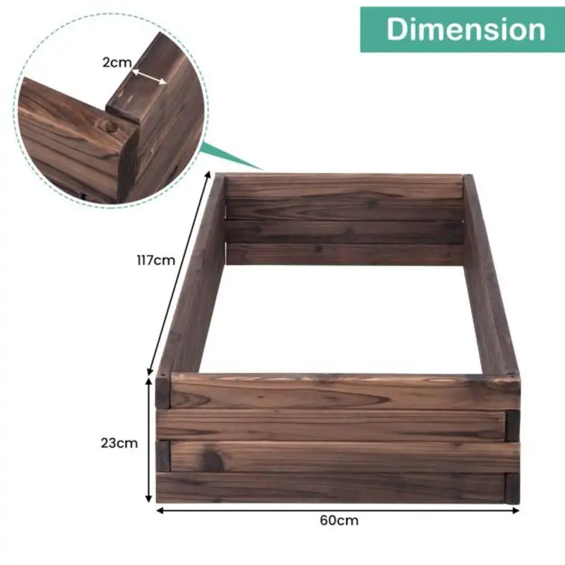 Solid Wood Raised Garden Bed, Eco-Friendly Fir Planter Box for Vegetables Herbs, Open Bottom Design for Root Aeration, Sturdy Rectangular Planter for Patio Backyard, 117x60x23cm
