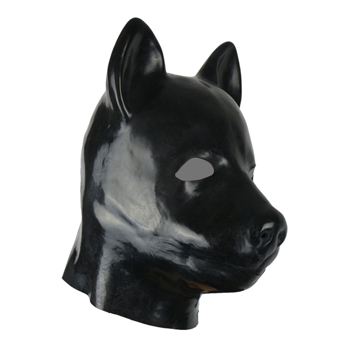 3D Black Latex Dog Hood Mould Latex Rubber Fetish Animal Mask with Zipper Full Head Animal Hood