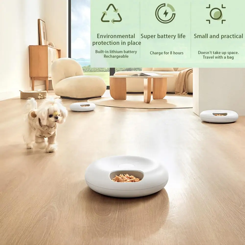 

6 Separate Food Compartments Pet Feeder Rechargeable Cordless Automatic Pet Feeder with Lcd Touch Screen for Cats Dogs for Pets