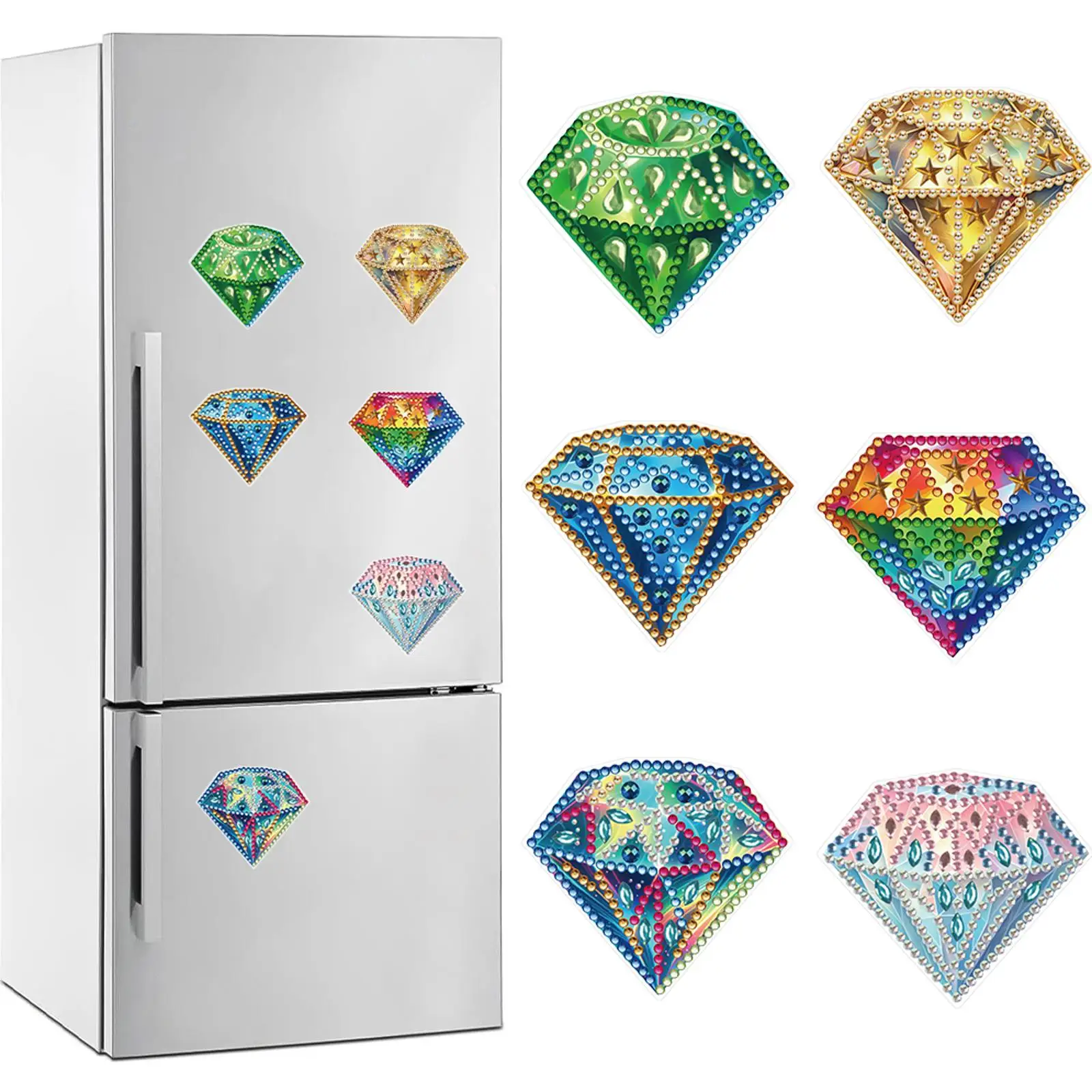 

6pcs 2D/flat PVC DIY Animals Diamond Art Fridge Magnet Kit Diamond Painting Magnets DIY Art Fridge Magnet Refrigerator Sticker