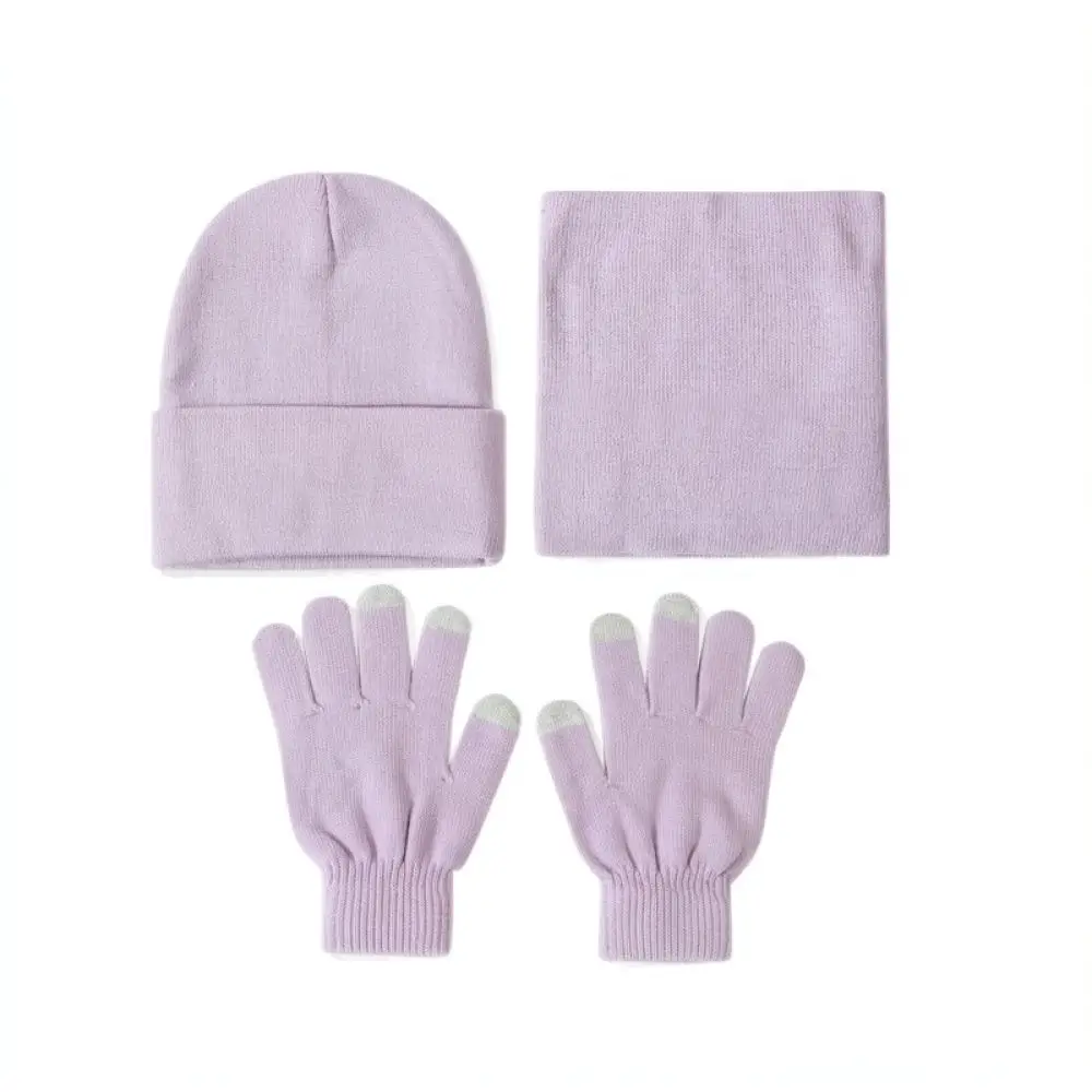Fashion Winter Set Knit Beanie Hat Scarf Touchscreen Gloves For Outdoor Cycling Skiing Cold Weather Warm Unisex