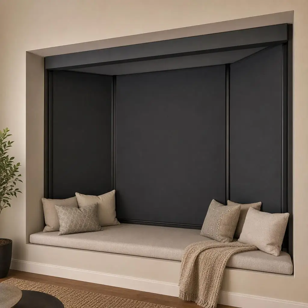 Polyester Roller Shades Side Tracks Blackout High-quality Modern Waterproof Lithium Battery Electric Roller Blind Hotels Office
