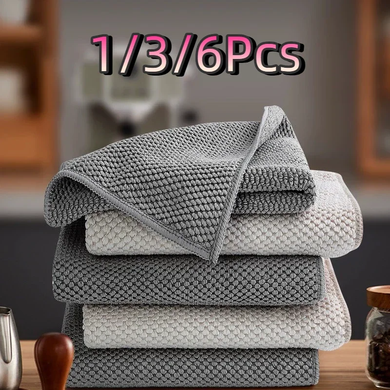 1/3/6PCS Kitchen Bar Cleaning Cloth Towel Tea Shop Coffee Machine Special Rags Water Absorbing Square Towels Household Cleaner