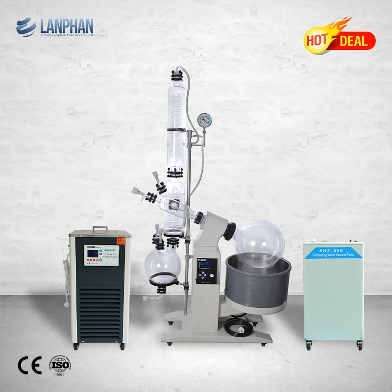 20L Vacuum Rotary Evaporator with 10L Receiving Flask & Bottom Discharge with Over-temperature Protection & Dry-burn Prevention