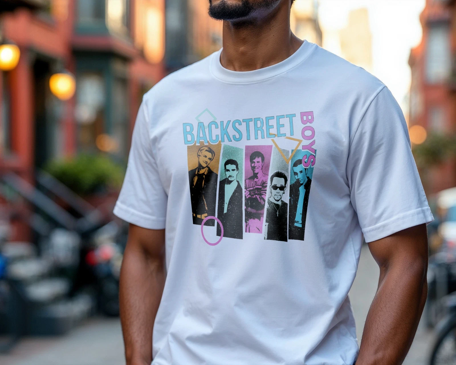 

Backstreet Boys Retro 90s Pop Band Graphic T-Shirt, Retro Music Style, Pure Cotton, All Seasons, Unisex Casual Loose-fitting Top