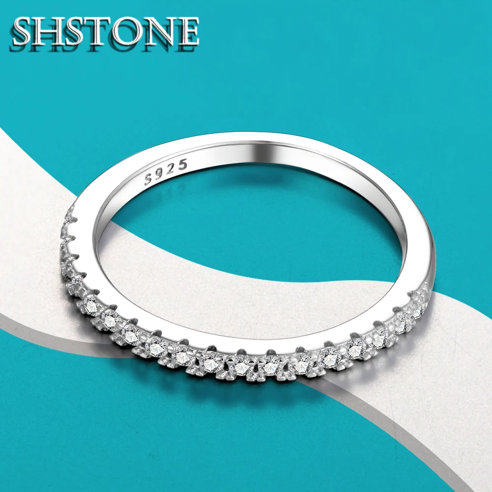 خاتم SHSTONE-Moissanite للنساء ، مجوهرات الزفاف مع الفضة الإسترليني المعتمدة ، خواتم الخطبة ، الهدايا ، لون D ، VVS1 ، صغير