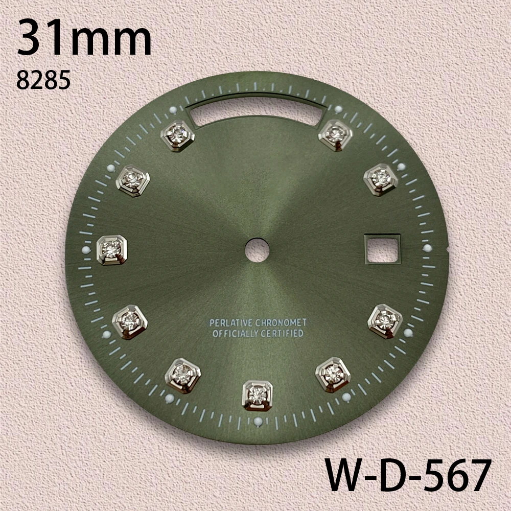 31mm Day And Date Diamonds S Dial Fit 8285 Movement Sunray High-Quality Dial Watch Modification Accessories