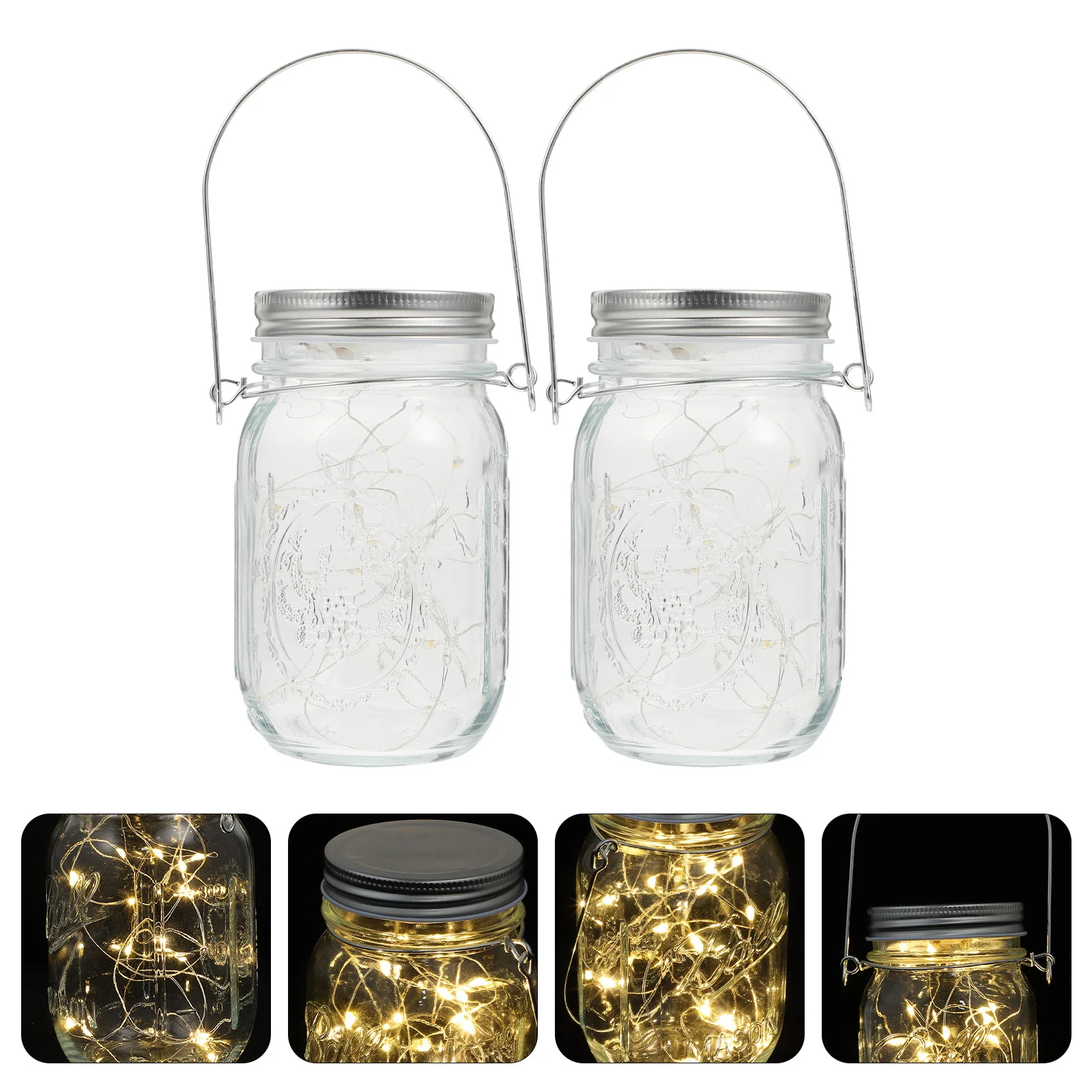 

2Pcs Glass Jar Lamps Creative Hanging Bottle Light Decorative Yard Lamp Garden Outdoor Lighting Jar Light