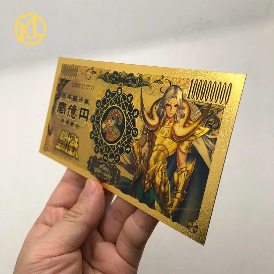 Classic 14 designs Japan Anime Saint Seiya Athena Gold Banknote Tickets for Sweety childhood memory Collection