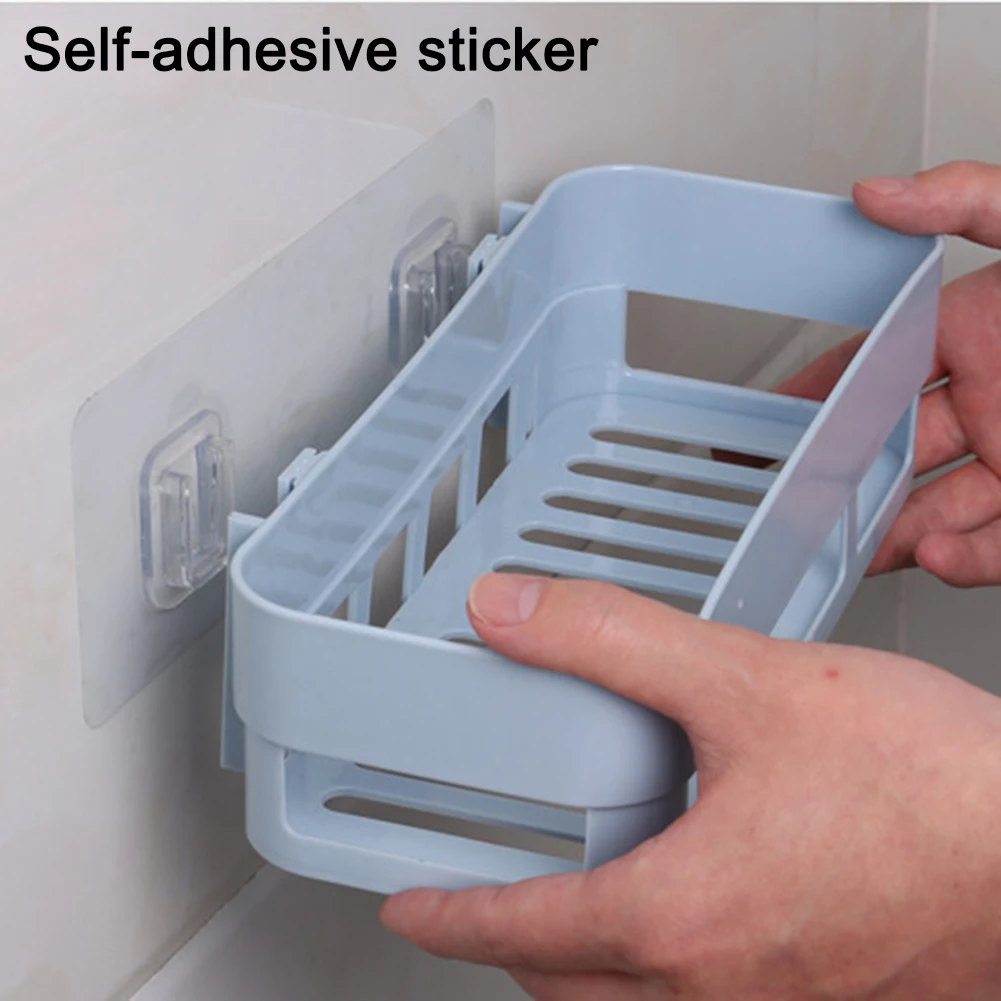 1Piece Bathroom Shower Caddy Wall-Mounted Storage Rack Self-adhesive Shampoo Stoage Shelf For Home Bathroom Organization