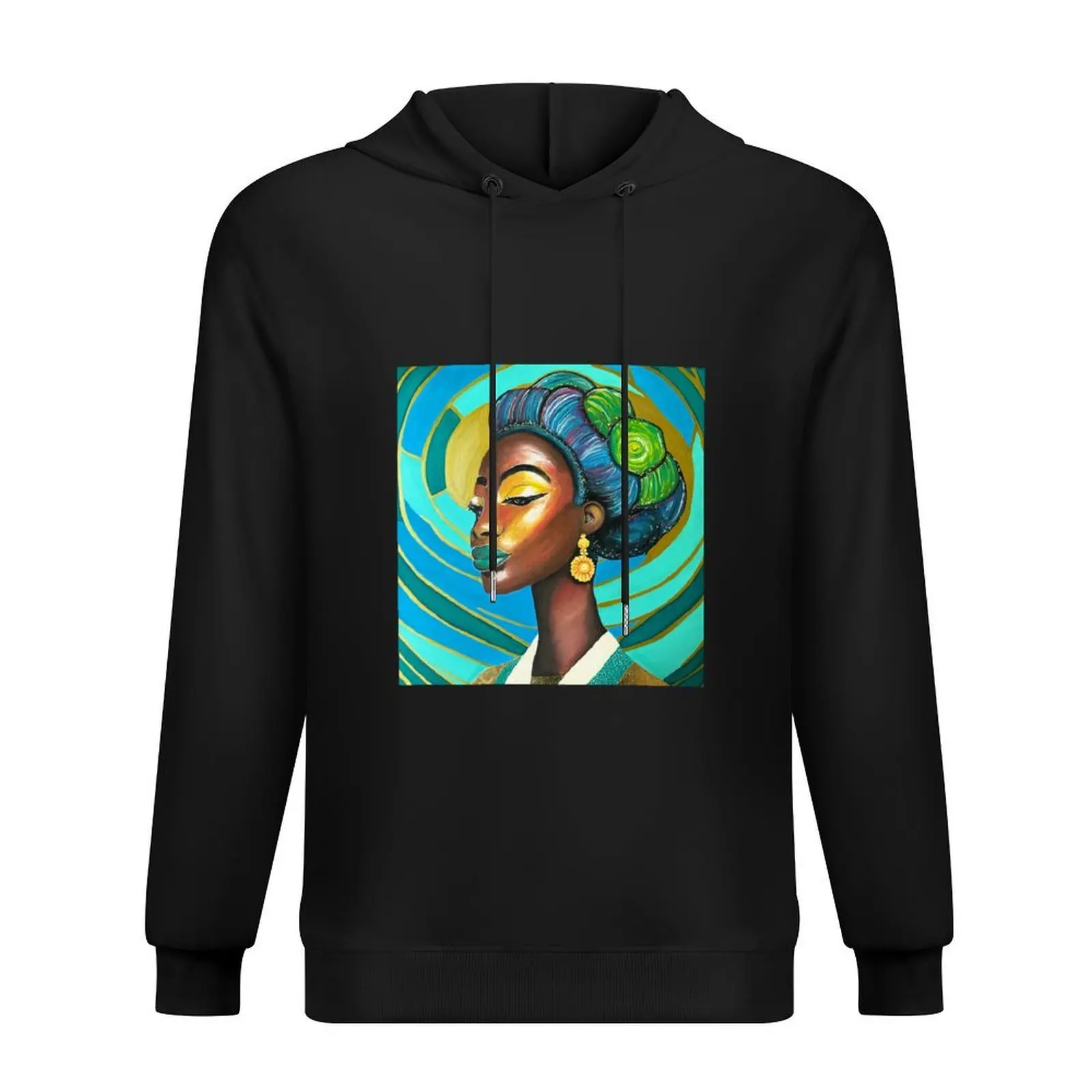 

Modern Art, Africa, Woman's Head, Oil Pastel, Acrylic, Artist: ROSSI, Art Deco Hoodie men wear big size hoodie