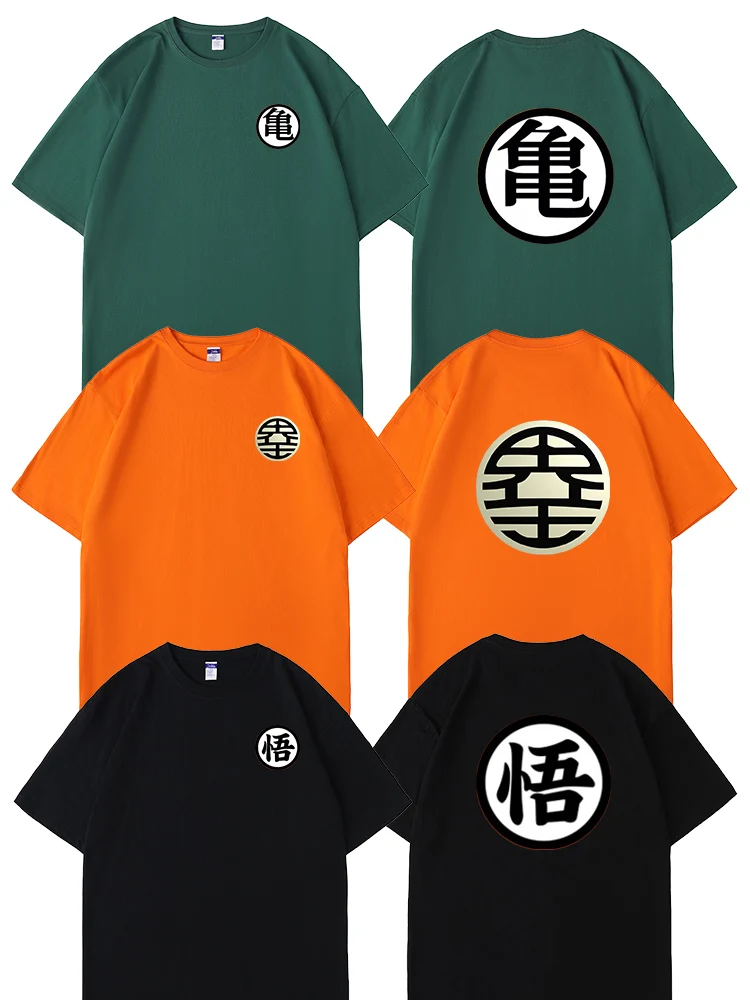 

Японская ретро футболка Dragon Ball Sun Wukong с анимацией и короткими рукавами, мужская и женская летняя детская свободная футболка из чистого хлопка