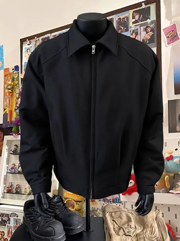 

Cleanfit ort Bla Jaet Men's Autumn Winter Thiened Cotton Adstrative Zipper Collar Coat Warm Casual Loose Fit