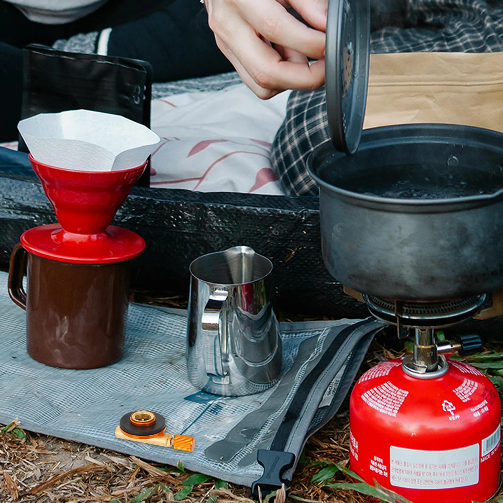 

Flat Gas Tank Control Switch Outdoor Gas Stove Adapter Converter Inflation Valve Connector for Camping Hiking Backpacking Stove