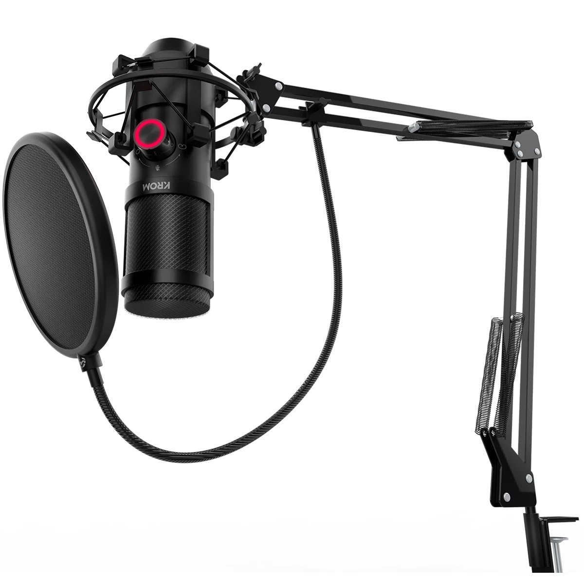 Krom Kapsule-Streaming Microfoon Kit, Unidirectionele Met Twee Capsule Condensatoren, 3.5Mm Audio, anti-Shock Mount En Pop Filter, Windows En Macos