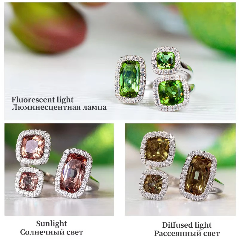 QIBAOKU Zultanite S925 Sterling Silver Ring Faced Created Sultanite Stone Color Changes Special Style for Rings Gifts 2026