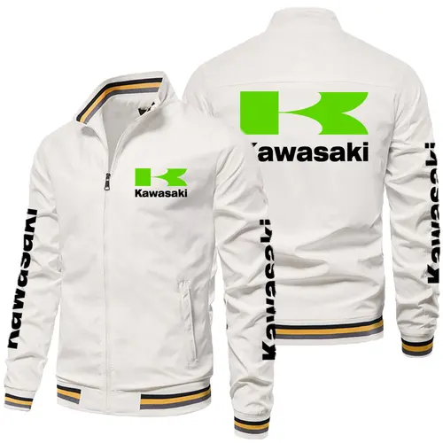 가와사키 로고 오토바이 레이싱 팀 남성용 재킷 코트, 용수철 가을 화이트 남성 재킷, 2024 새로운 패션 스포츠 의류 코트