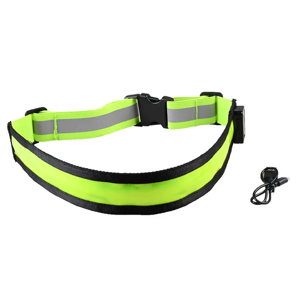 

Adjustable LED Reflective Belt Rechargeable High Visibility Safety Running Gear for Night Outdoor Activities Green
