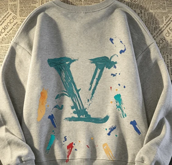 Autumn Winter Streetwear Sweatshirt Men Women Graffiti Paint Splash Graphic Crew Neck Loose Long Sleeve Pullover Casual Tops