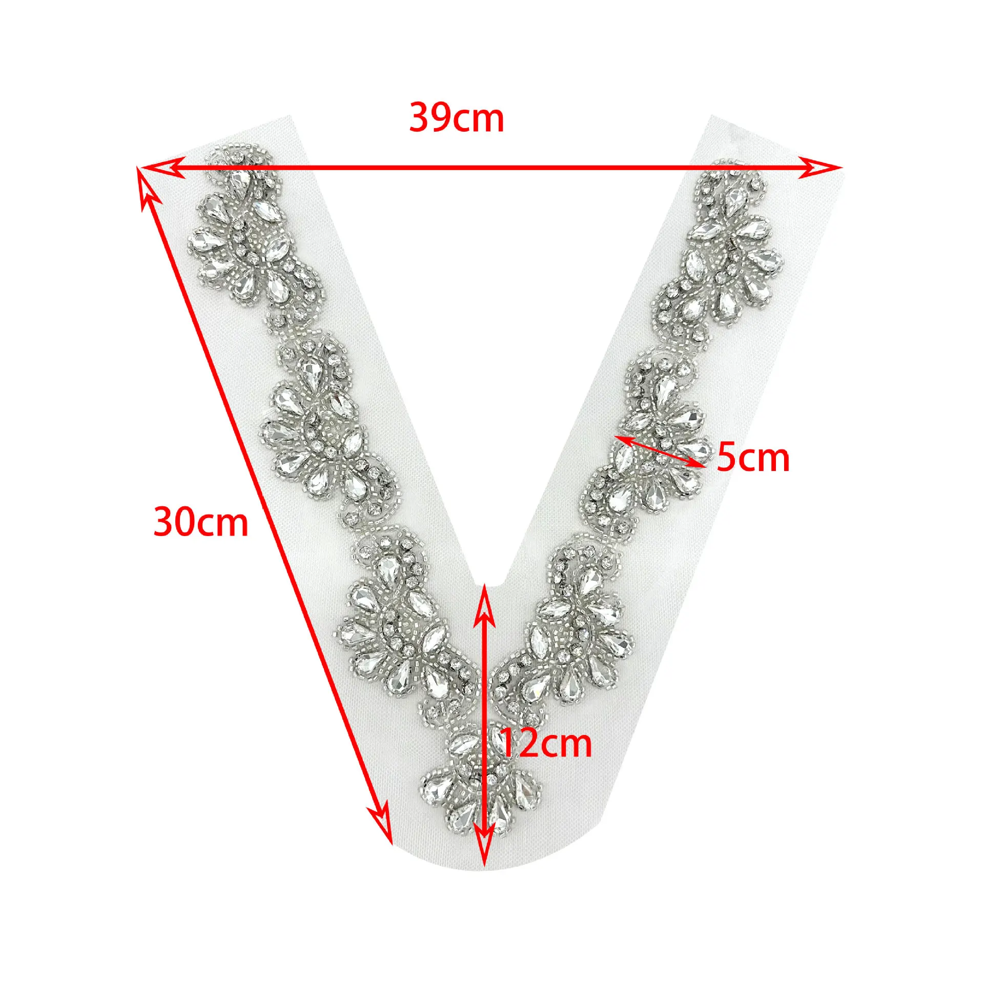 Hand beaded bright diamond beaded embroidery front skirt corsage DIY floral paste hand-stitched dress embellishments