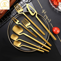 7pcs 304 Stainless Steel Dinnerware Sets Creative Personality Steak Knife and Fork Coffee Tablespoon Kitchen Gadget Tableware