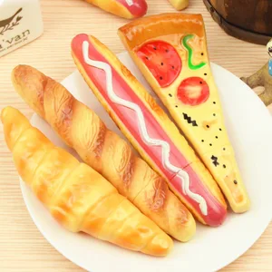 1 peça bonito kawaii criativo esferográfica pizza cachorro quente croissant pão fast food papelaria escritório material escolar engraçado 8 principais vendas caneta cao - №4
